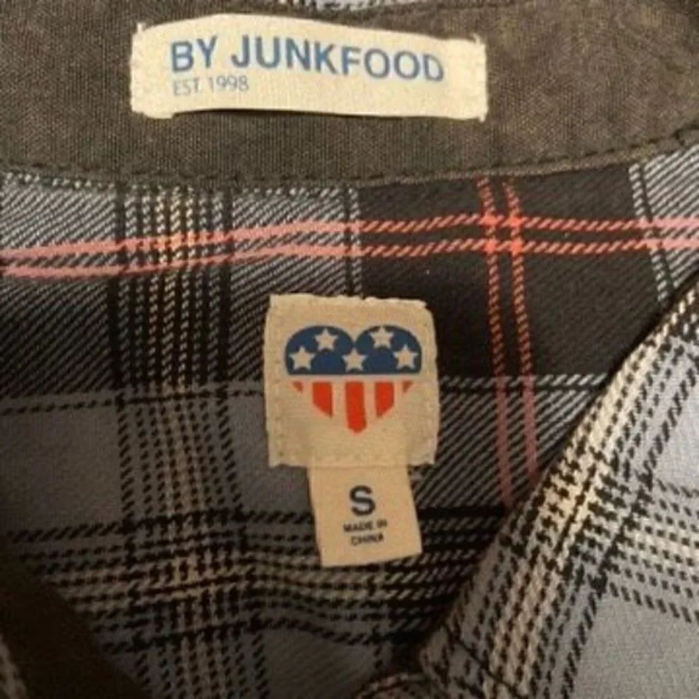 Junk Food Plaid Button Down Flannel sz S - Picture 7 of 8